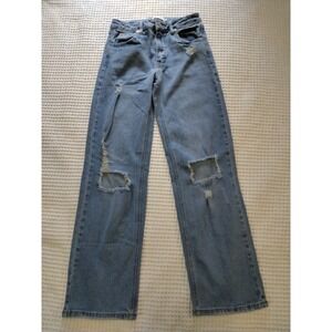 Rue 21 Wide Leg Jeans Women's Size 2  Light Wash Distressed Y2K